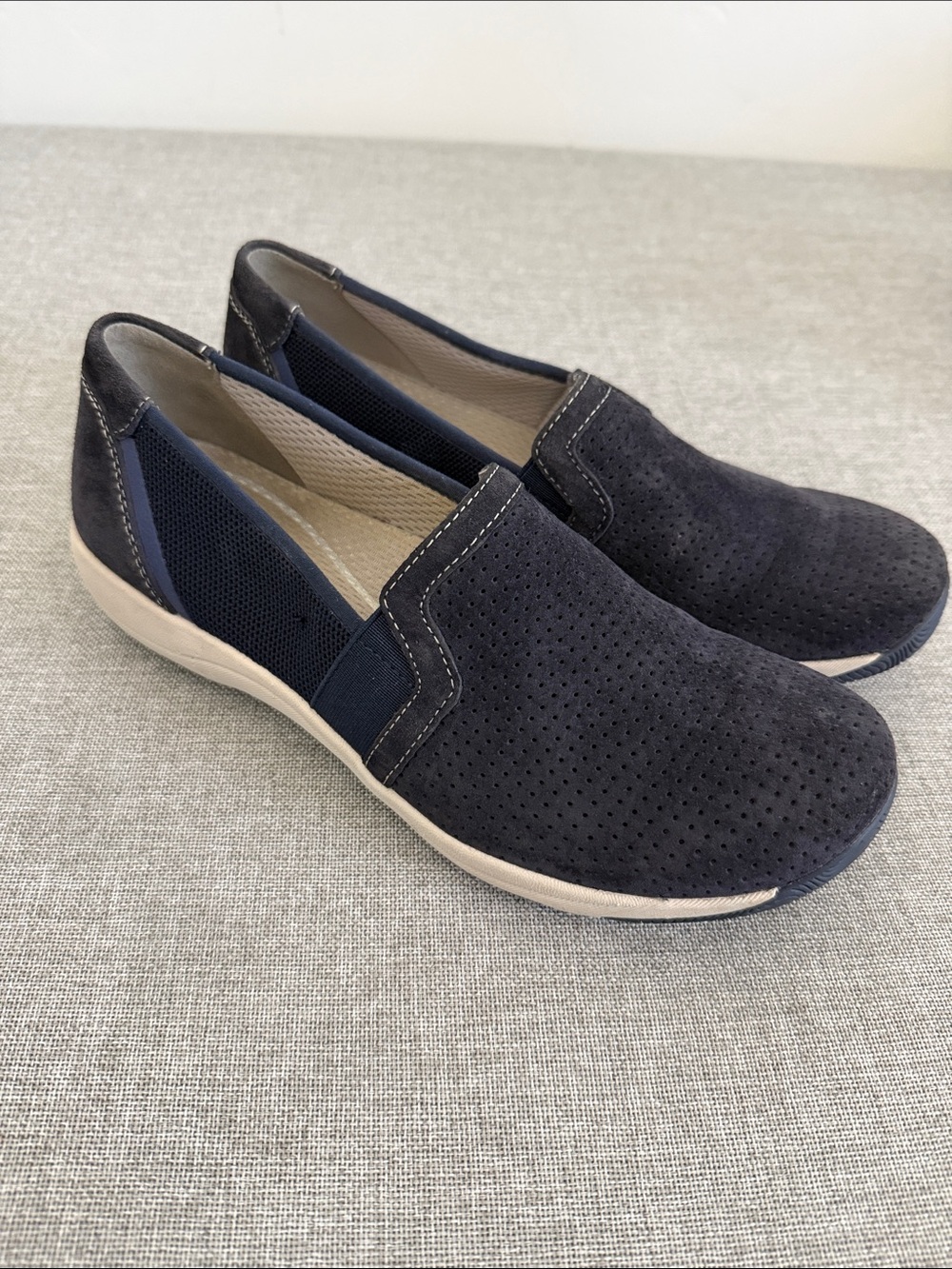 Dansko Halle Navy Perforated Slip-On Loafers